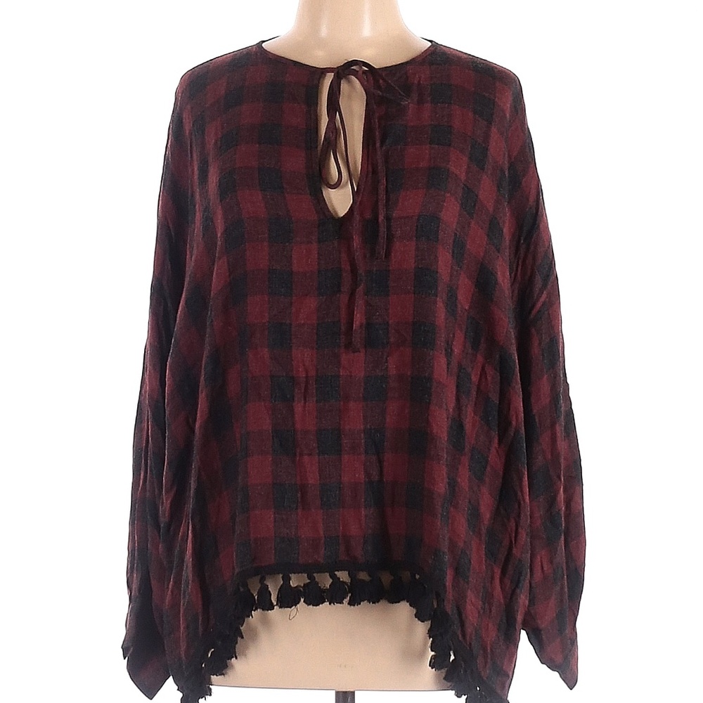Zara Plaid Blouse with Tassels